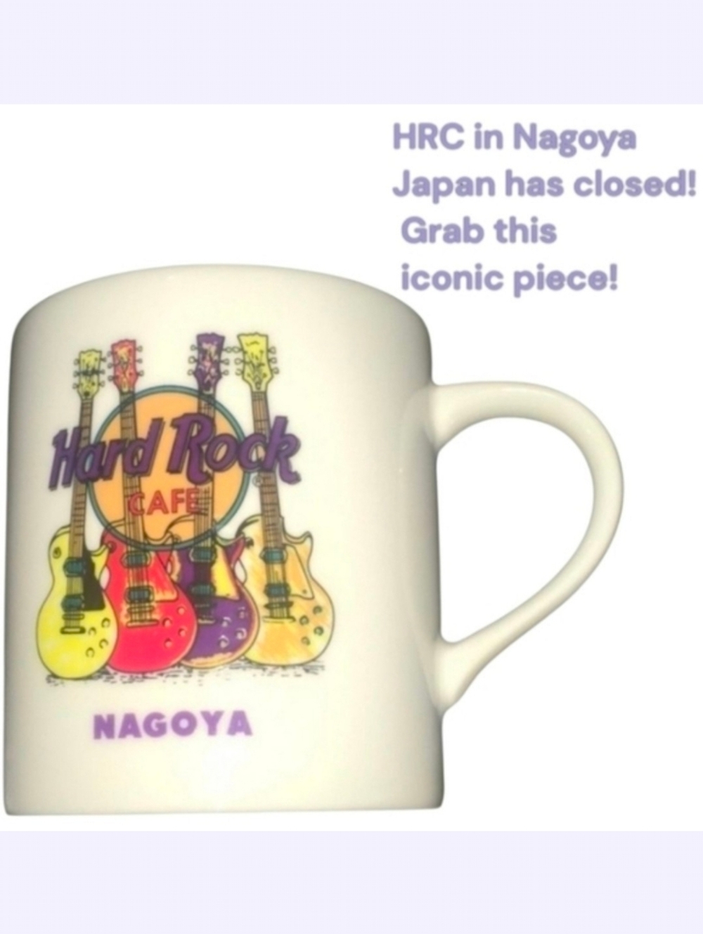Hard Rock Cafe Nagoya JAPAN mug cup coffee tea petite 3-1/2” tall Rare Find